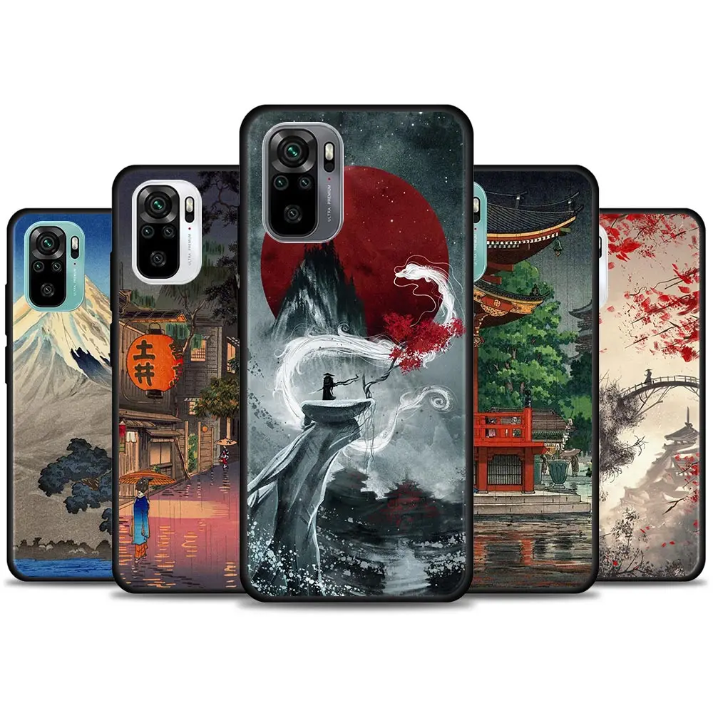 

Japanese Style Art Ukiyo-e Phone Case for Redmi 10 9 9A 9C 9i K20 K30 Pro K40 Pro Plus Note 10 11 Pro Soft Silicone