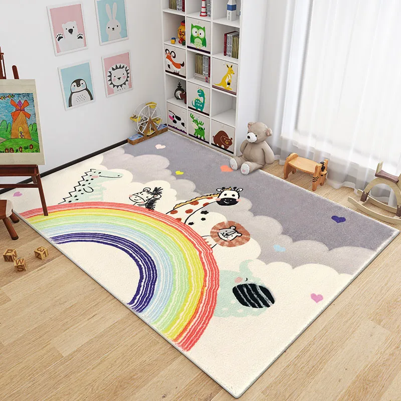 

Children'S Room Carpet Bedroom Bedside Blanket Bedroom Boy Room Cartoon Floor Mat Little Lion Rainbow Carpet Decoration Home