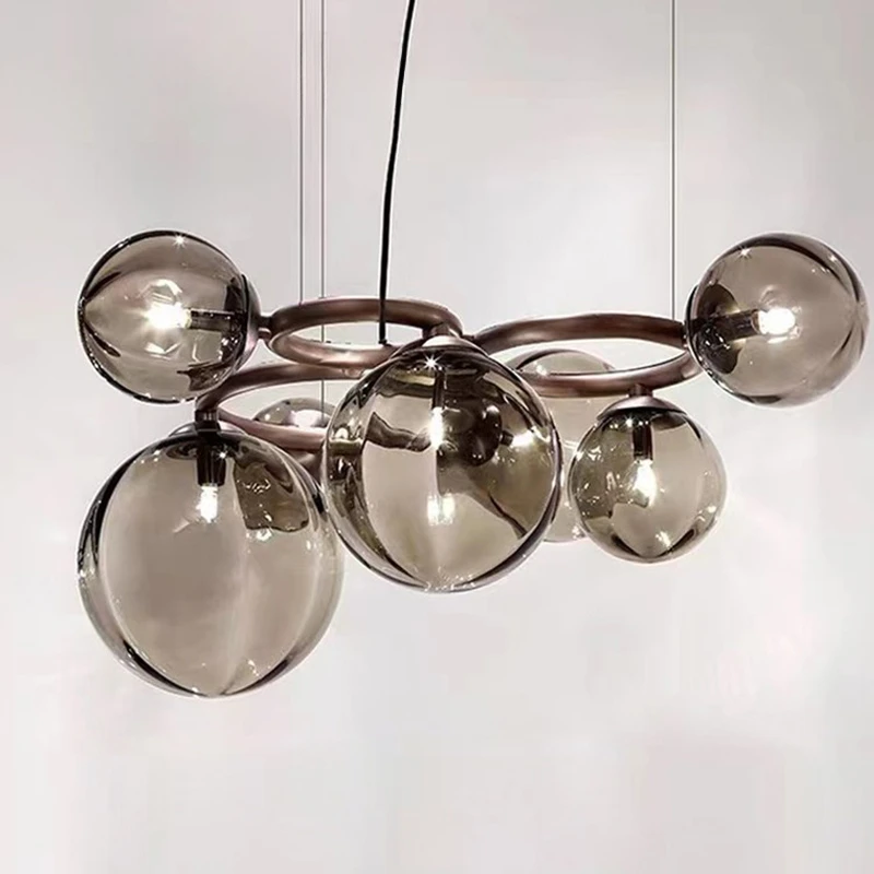 

Led Art Chandelier Pendant Lamp Light Room Decor Christmas Decoration Molecular magic bean Shape Glass luxury Model