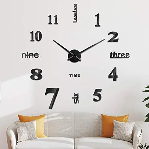 

3D Reloj De Pared Grande, DIY Reloj Pared Digital, Movimiento Silencioso, Moderno, DecoracióN Ideal para Sala de Estar Dormito