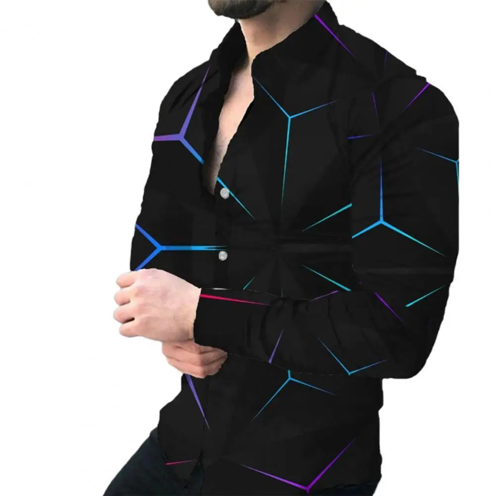 

Spring Men Shirt Colorful Print Turn-down Collar Single-breasted Slim Long Sleeve Shirts for men camisa masculina 2022