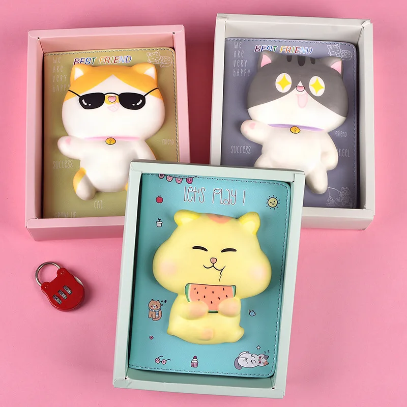 

Блокнот 3D антистресс с милыми животными, единорогом, кошкой, пандой, цветными страницами, дневником и упаковкой для подарков, игрушка-антист...