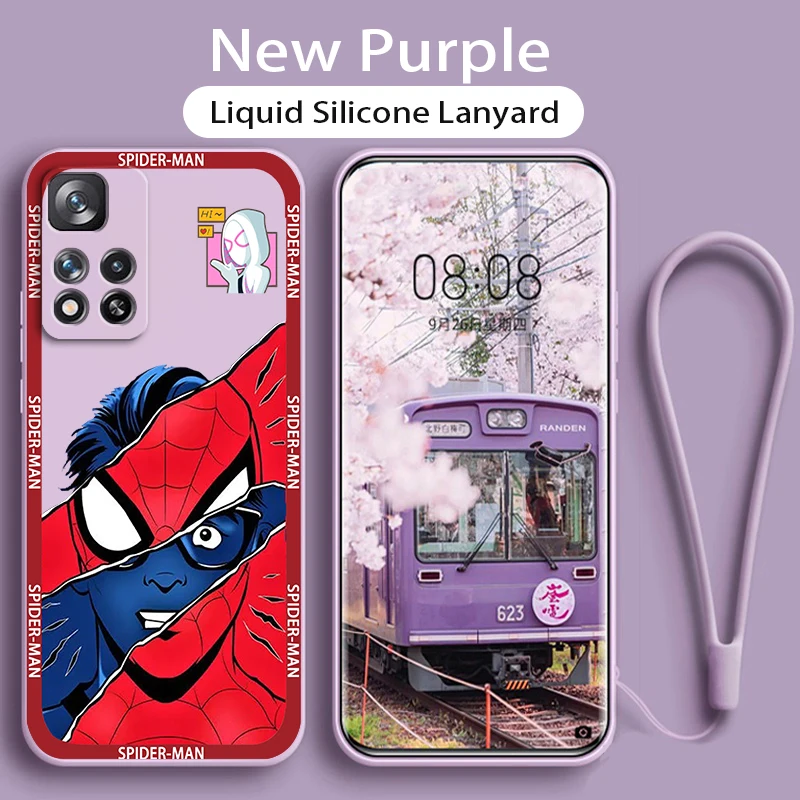 

Marvel Spiderman Avengers Art Liquid Rope TPU Cover Phone Case For Xiaomi Redmi Note 11 11S 11T 10S 10 9S 9T 9 8T 8 Pro Plus 5G
