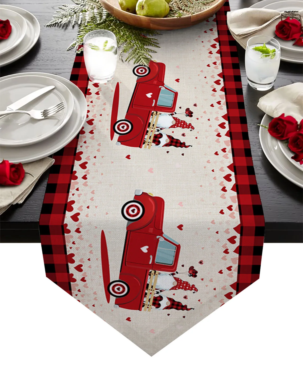 

День Святого Валентина, грузовик гном, Настольная дорожка, свадебное украшение, домашний декор, кухонная настольная дорожка, подстилки