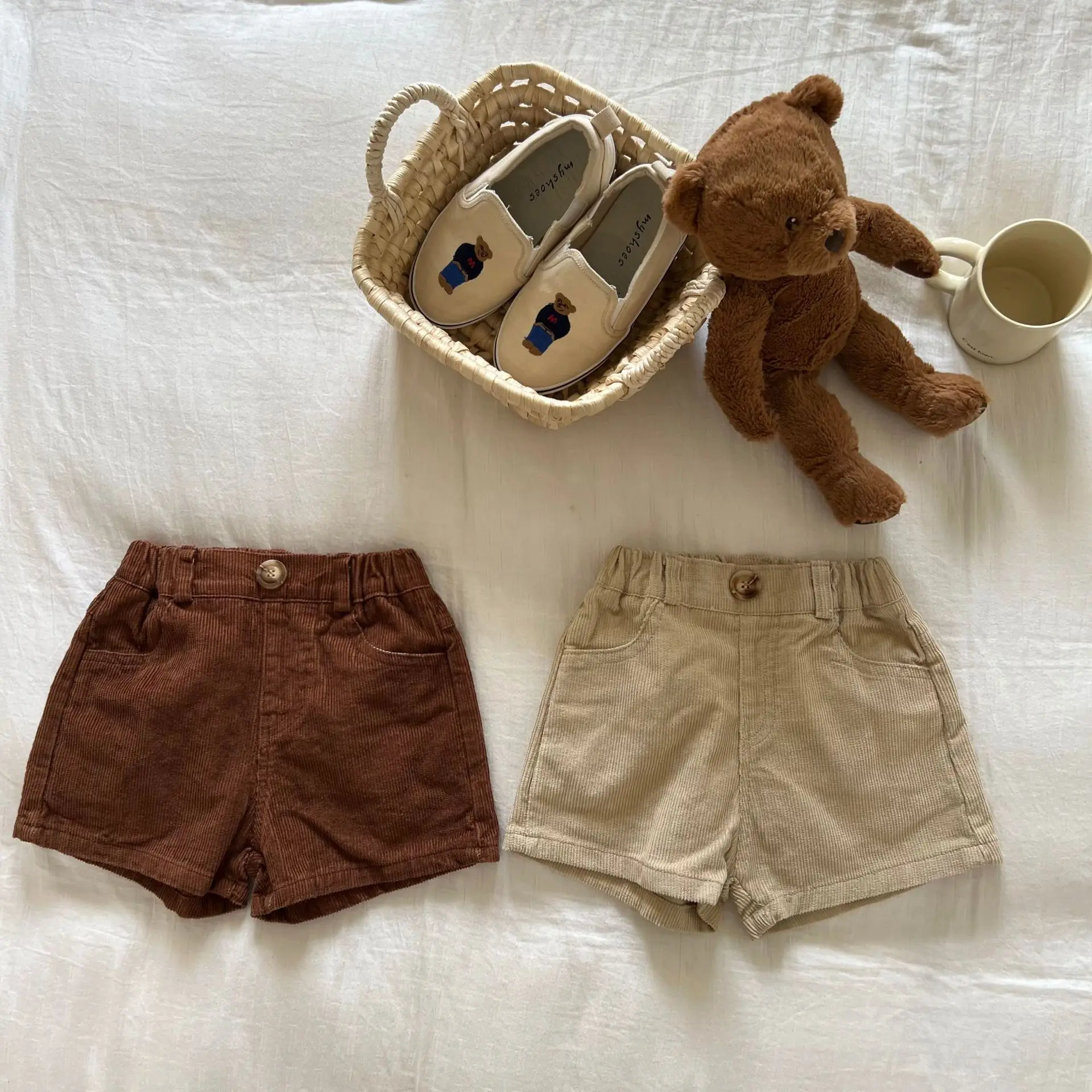 

Color Unisex Jonmi Autumn Style Toddlers Casual Kids Shorts Solid Children Shorts Korean Corduroy Deer 2022
