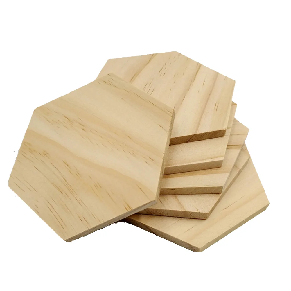 

Wood Hexagon Cutouts Wooden Pieces Slices Unfinished Shapes Natural Tree Bark Discs Blank Craft Cutout Embellishments Diy