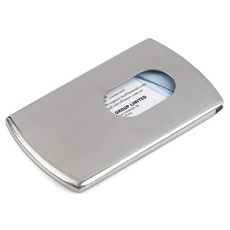 

Stainless Steel Hand Push Business Card Holder Moving Portable Business Card Box Men Women Card wallet metal card holder man