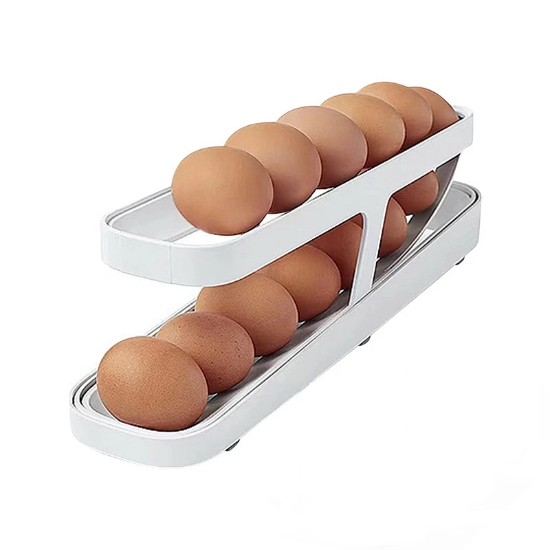 

Automatic Scrolling Egg Rack Upgrade Egg Storage Box Container Organizer Rolldown Refrigerator Egg Dispenser Fridge Kitch Tools