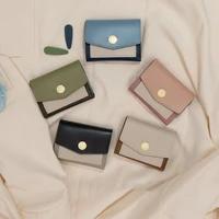 simple ladies wallet short color contrast coin purse new temperament multi card slot retro wild card bag coin storage bag