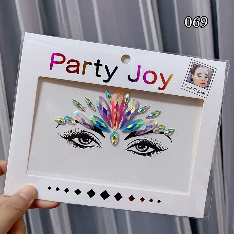 Sparkly Shiny 3D Diamond Rhinestones Face Tattoo Sticker Makeup Eyebrow Sticker Face Jewelry Self Adhesive Party Facial Jewelry