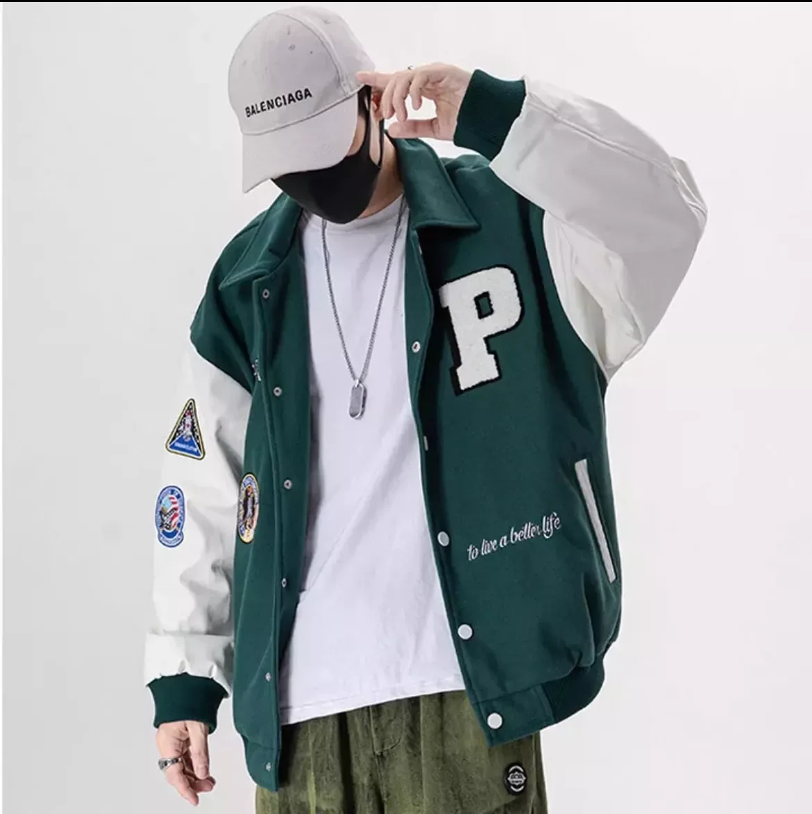 

2023NEW New Arrival Patchwork Single Breasted Appliques Bomber Jacket Men Embroidery Fashion Baseball Uniform Casual Coat women