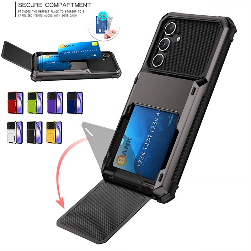 Чехол для Samsung Galaxy A54 противоударный чехол с отделением карт бумажник телефона