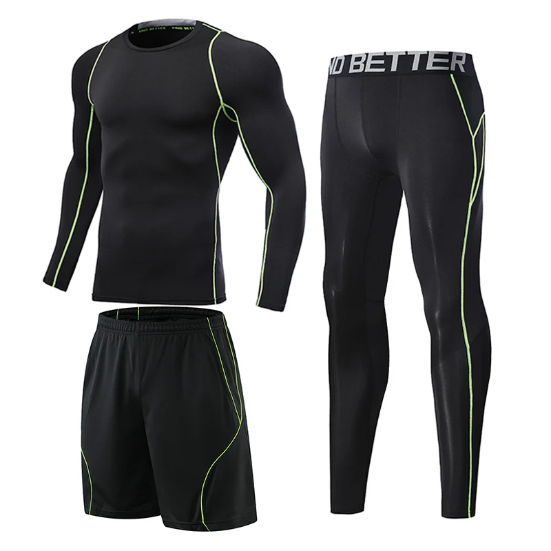 

Men's Compression Sportwear Suits Bodybuilding Gym Tracksuit Tight And Leggings Fitness Set Quick Dry Male Workout Running Set