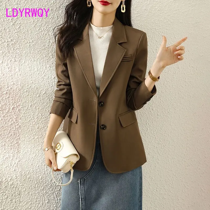 Pink suit coat Women's autumn 2023 new design casual top Spring and autumn