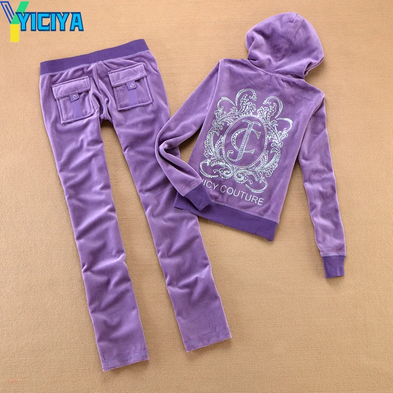 YICIYA Velvet 2022 Spring Sportswear Tracksuit Women Sports Set JC Sewing Suit Met Zipper Sweatshirt And Pants  Juicy Sweatsuits