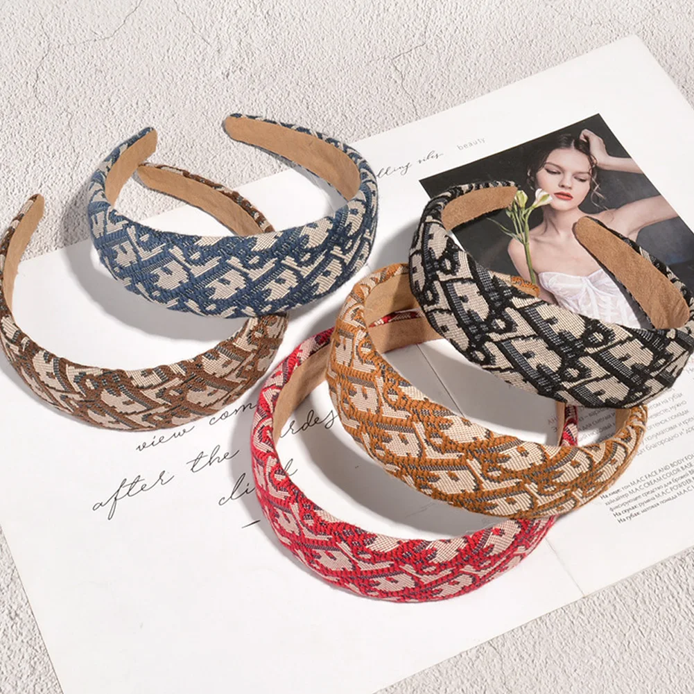 

Woman Retro French Broad Side Hairband 2022 New Cross-knotted Pressed Hair Wide Headband Headdress Girl Hair Accessories