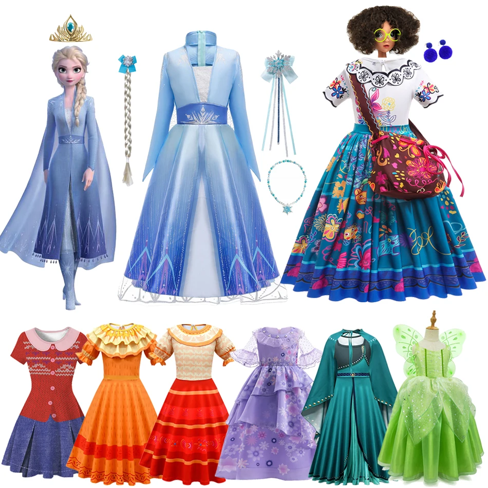 Frozen Girls Dress Elsa 2 Cosplay Costume Encanto Mirabel Kid Fancy Isabela Children Gowns Princess Vestidos Snow Queen Disney