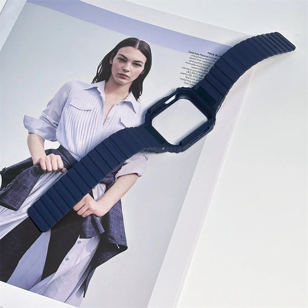 Mod Kit Case Rubber Strap For Apple Watch Ultra 8 7 6 SE 5 Silicone Armor Cover Magnetic Band Bracelet 49mm 45mm 44mm 41mm 40mm