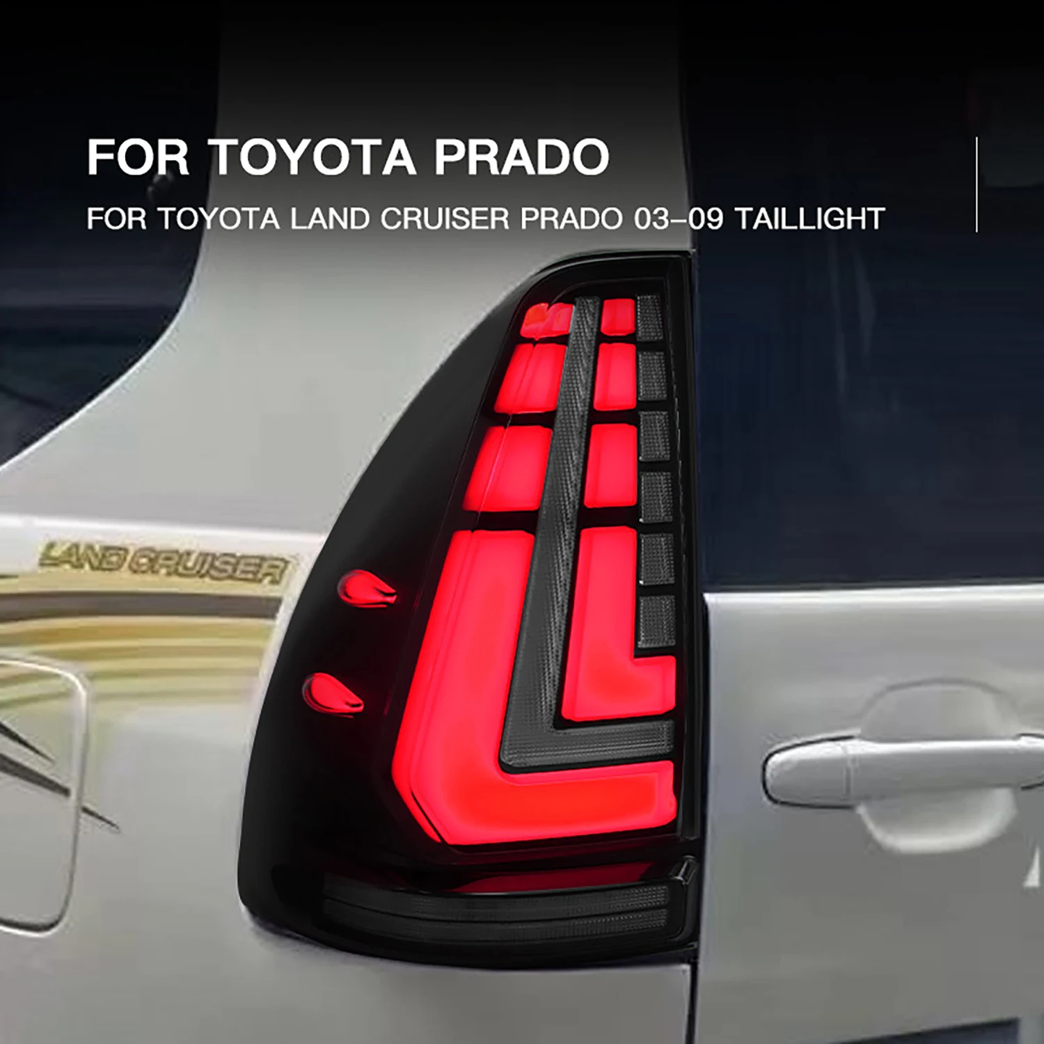 Фото HCMOTIONZ светодиодные задние фонари для Toyota Land Cruiser Prado 2003-2009 3th Gen автомобиль задние фонари сборки Lihting системы №2
