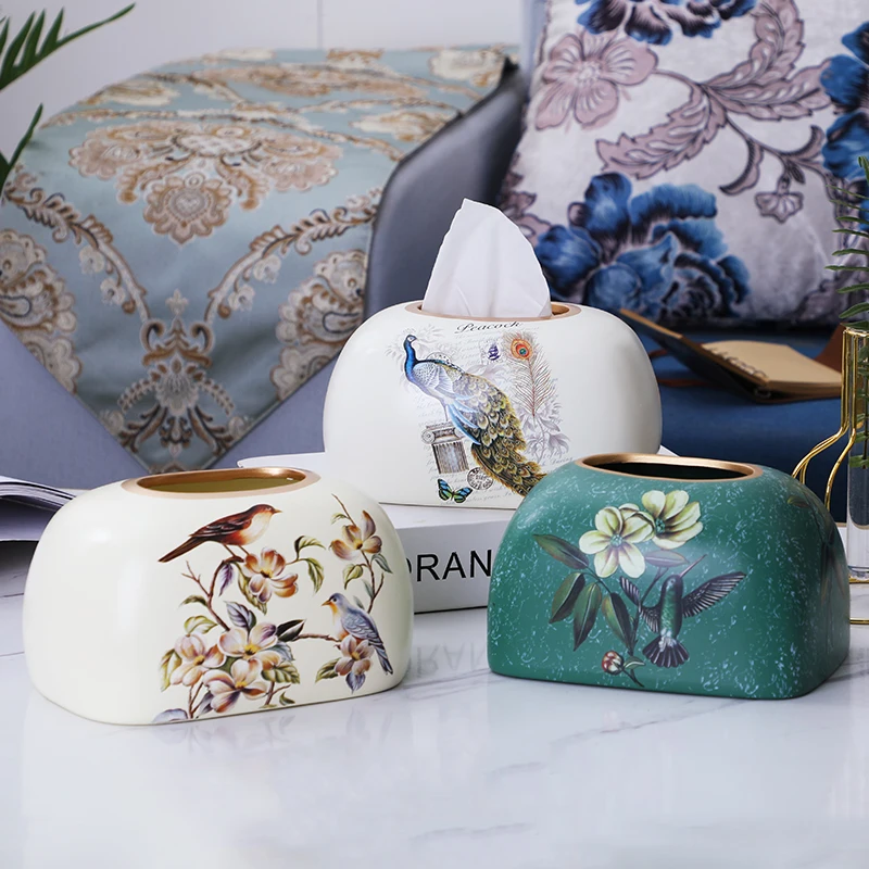 

Ceramics Tissue Box Fashion Elegant Household living Room Desktop Towel Napkin Tissue Holder
