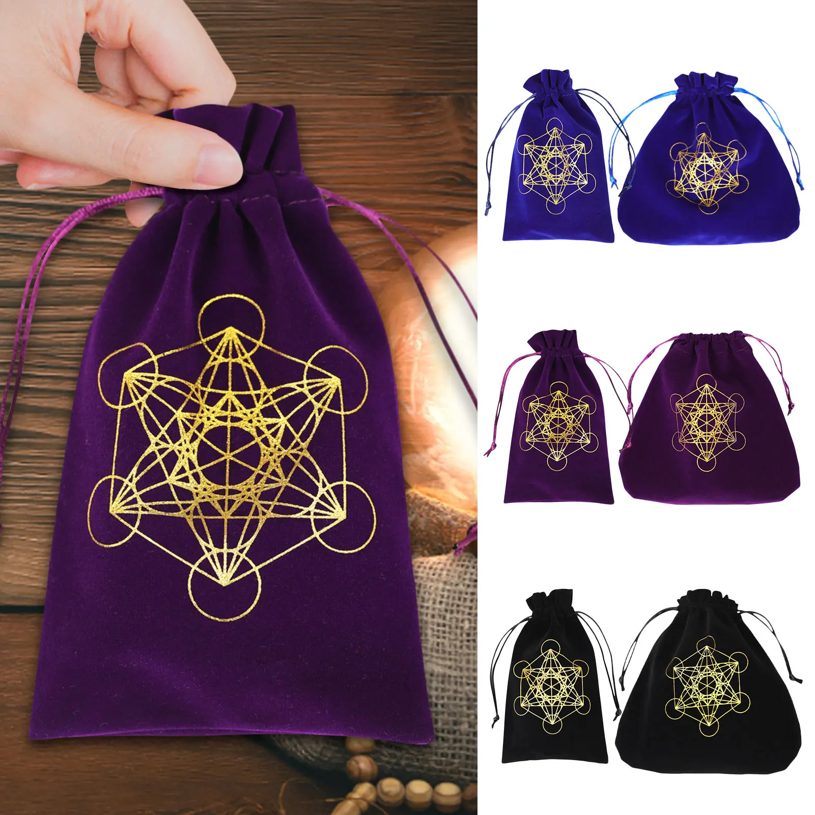 

Velvet Tarot Storage Bag Velvet & Drawstring Pouch Game Cards Embroidery Drawstring Package Witchcraft Supplies For Altar Tarot