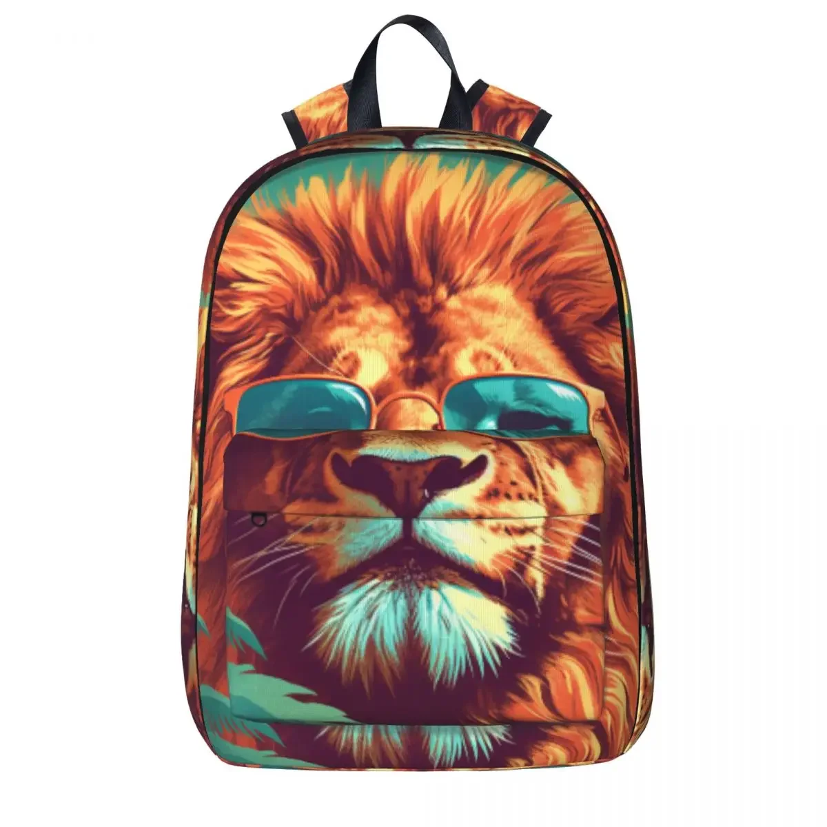 

Lion Backpack Graphic Illustration Sunny Beach Sunglasses Outdoor Style Backpacks Student Print School Bags Elegant Rucksack