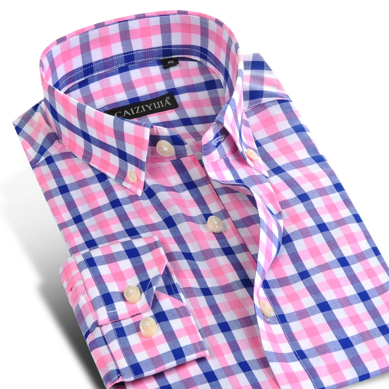 

Fashion Plaid Cotton Shirts Men Long Sleeve Button Down Comfort Soft Slim Fit Men's Casual Checked Shirts