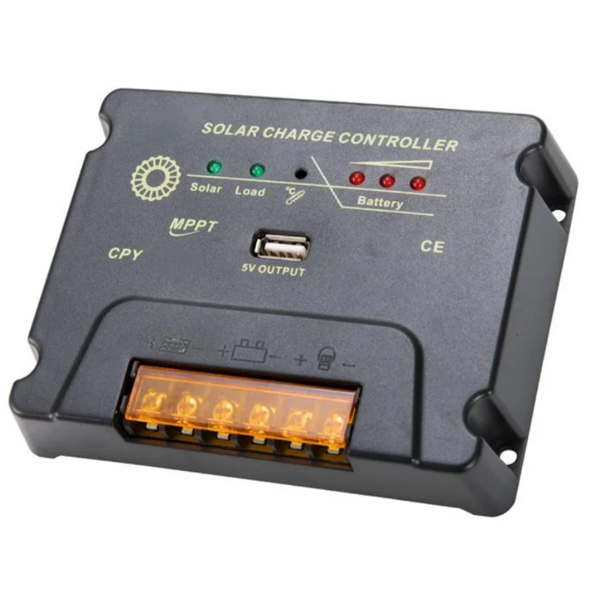 20A 10A MPPT Solar Charge Controller 12V/24V Battery Panel Regulator Charger With USB 5V 1A Output Max PV Input Voltage 50V