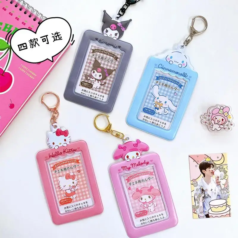 

Sanrio Hellokitty Mymelody Kuromi Cinnamoroll Card Suit Photo Small Card Star Chasing Goo Card Work Card Key Chain Pendant