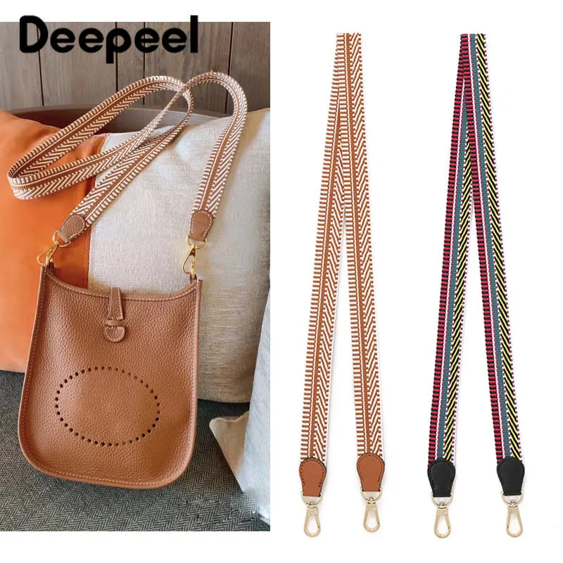 Deepeel 2.5cm Wide Colorful Bag Strap Striped Canvans 100cm Adjustable Straps for One-Shoulder Crossbody HandBags Accessories