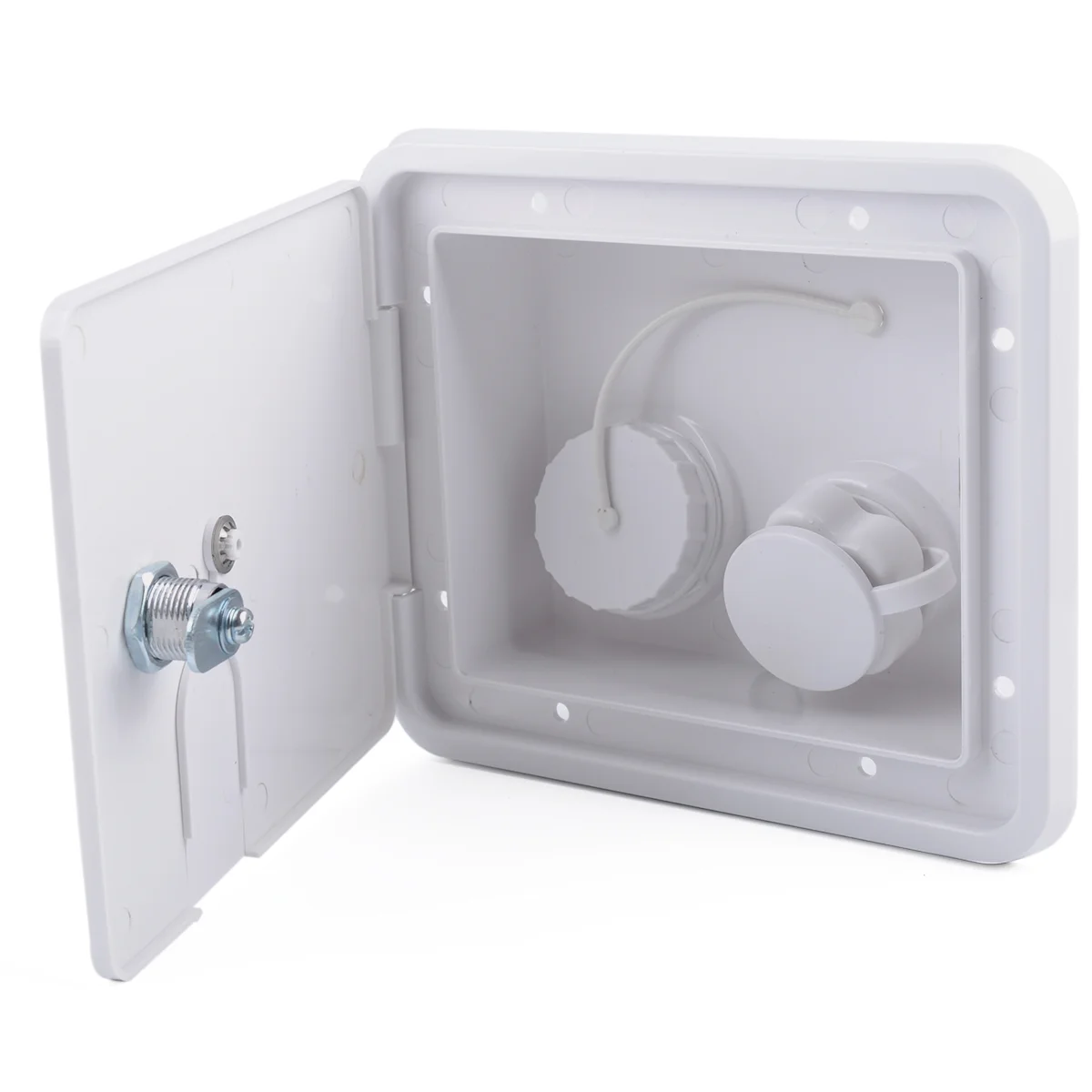 

Universal Gravity Water Hatch Intake Fill Dish Lock Keys RV Trailer Motorhome Camper Caravan Accessories White