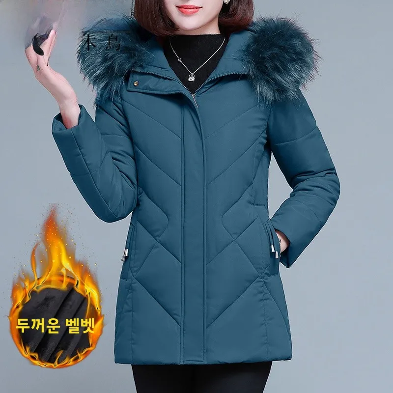 Утолщенное пальто на флисовой подкладке Дятел женская зимняя куртка хлопковой