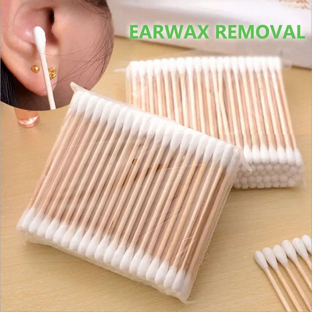 

300Pcs Nails Wood Cotton Swab Clean Sticks Buds Tip Wooden Cotton Head Manicure Detail Corrector Nail Polish Remover Art Tools