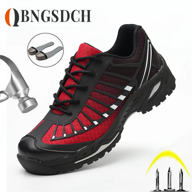 

Men Fashion Safety Shoes Protective Labor Anti-smashing Shoes Anti-puncture Spring Autumn Breathable Work Shoes Male Safety Boot