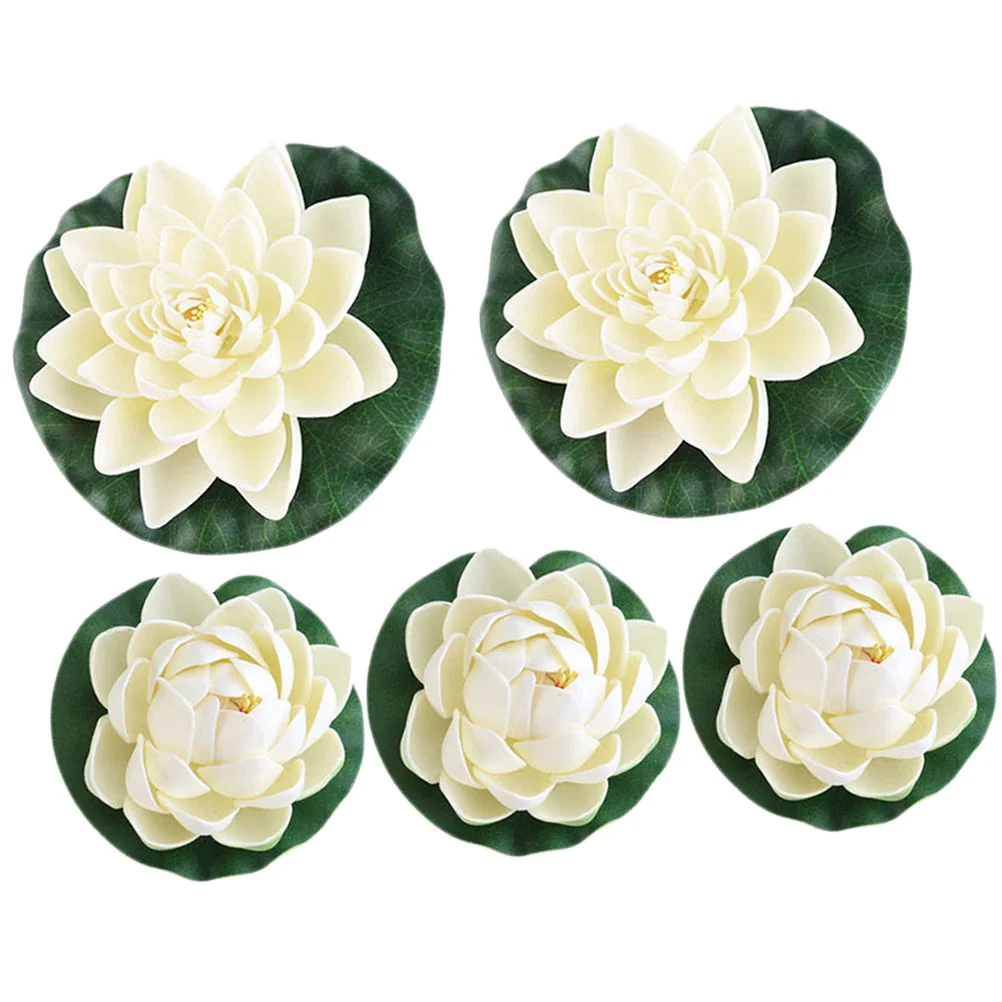 

Lotus Floating Artificial Water Flower Lily Pond Decor Flowers Poolfake Liliesfish Pad Pads Leavesdecoration Aquarium