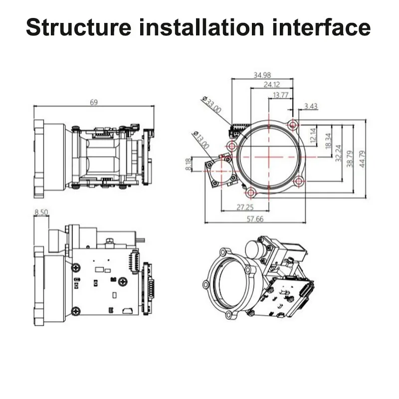 Лазерный дальномер OEM 1535 нм 10 км RS422 инфракрасный сенсорный модуль ИК-приемник 0 5