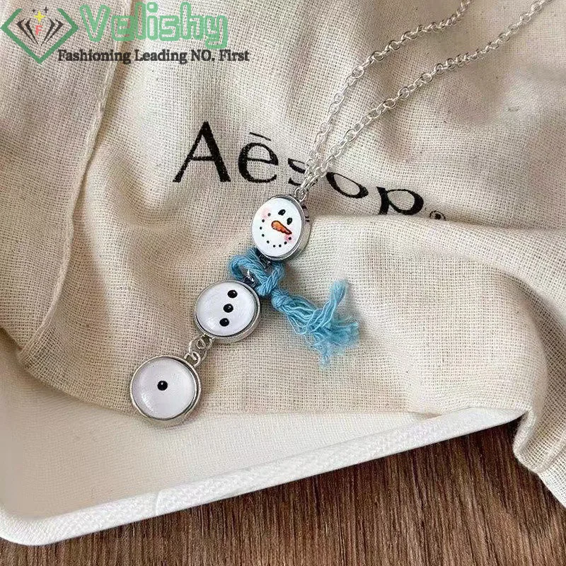 Рождественское ожерелье со снеговиком праздничная подвеска в виде снеговика