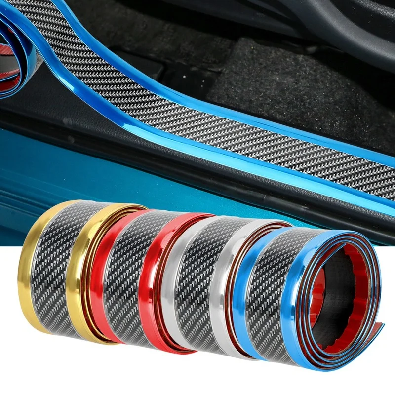 

3cm Car Stickers Anti Scratch Door Sill Protector Rubber Strip Carbon Fiber Car Threshold Protection Car Styling Bumper 2022