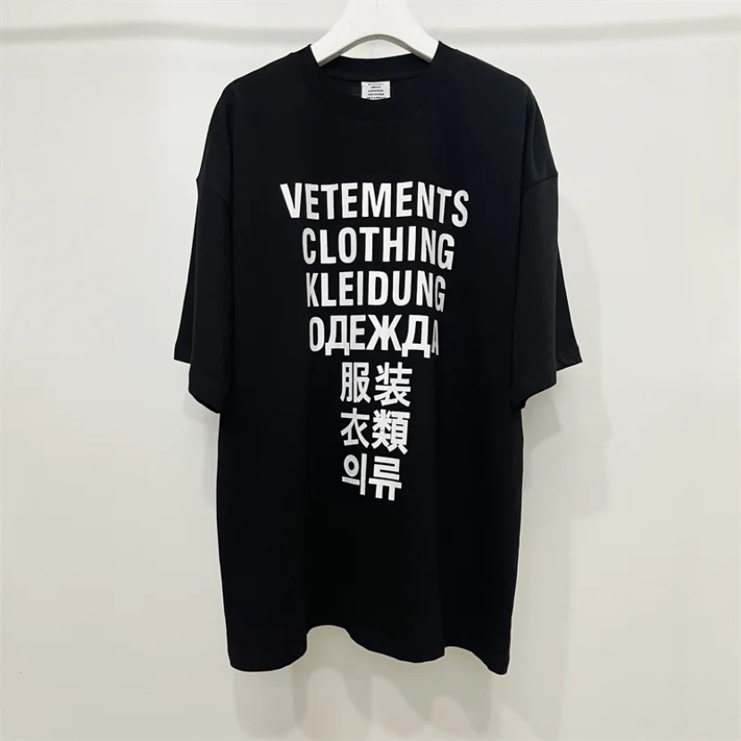 

VetementsT-Shirts Men Women Seven Languages Vintage Women T Shirt Oversized Tee Mens Clothing y2k