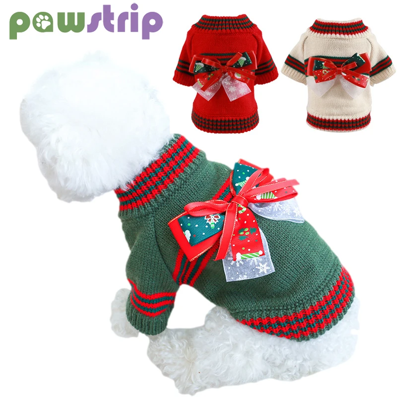 

Winter Warm Dog Sweater Cute Christmas Pet Clothes for Small Dogs Chihuahua Yorkie Bichon Clothing Holiday Party Puppy Costumes