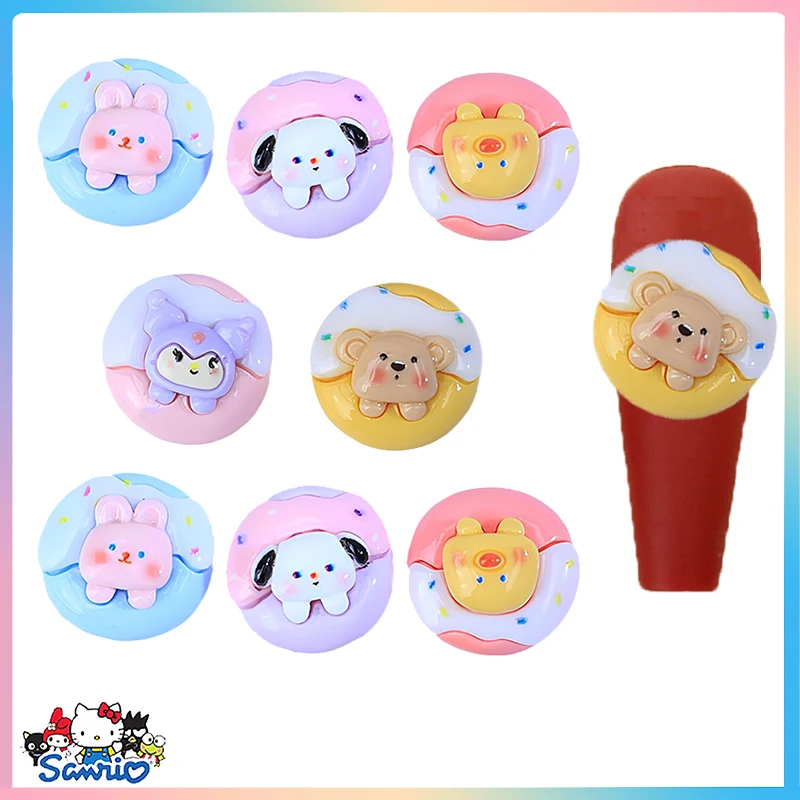 

10Pcs Sanrios Kuromi Nail Accessories Charms Pochacco Kawai Mini Diy Manicure Hair Clip Shoe Decoration Material Girls Toy Patch