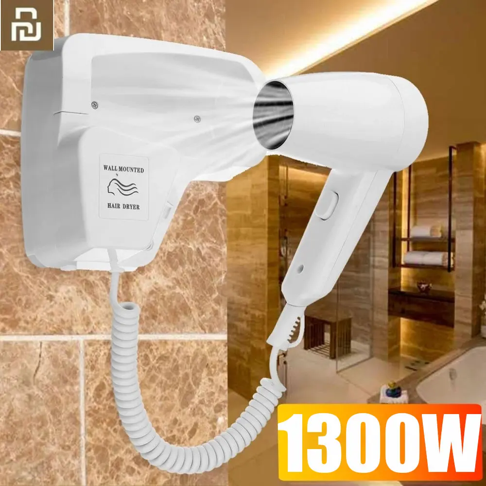 

YOUPIN 1300W Wall-mounted Hair Dryer Hotel Negative Ion Blower Strong Wind Bathroom Toilet Homestay Hairdryer Household Drying
