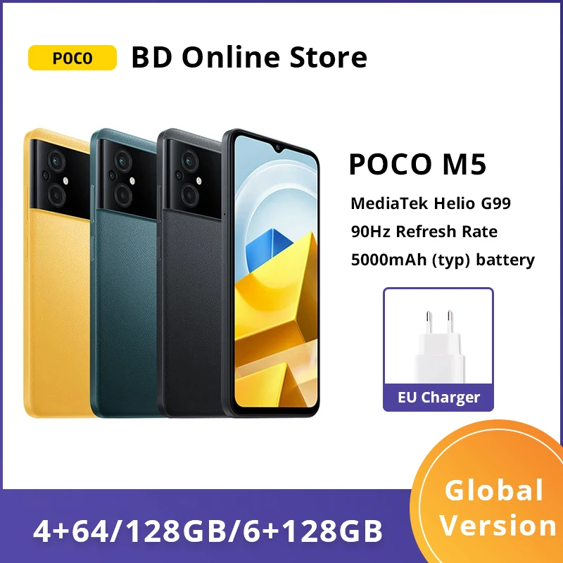 

Смартфон глобальная версия POCO M5, 64 ГБ/128 ГБ, NFC, Восьмиядерный процессор MTK G99, 90 Гц, дисплей 6,58 дюйма, 5000 мАч, камера 50 МП