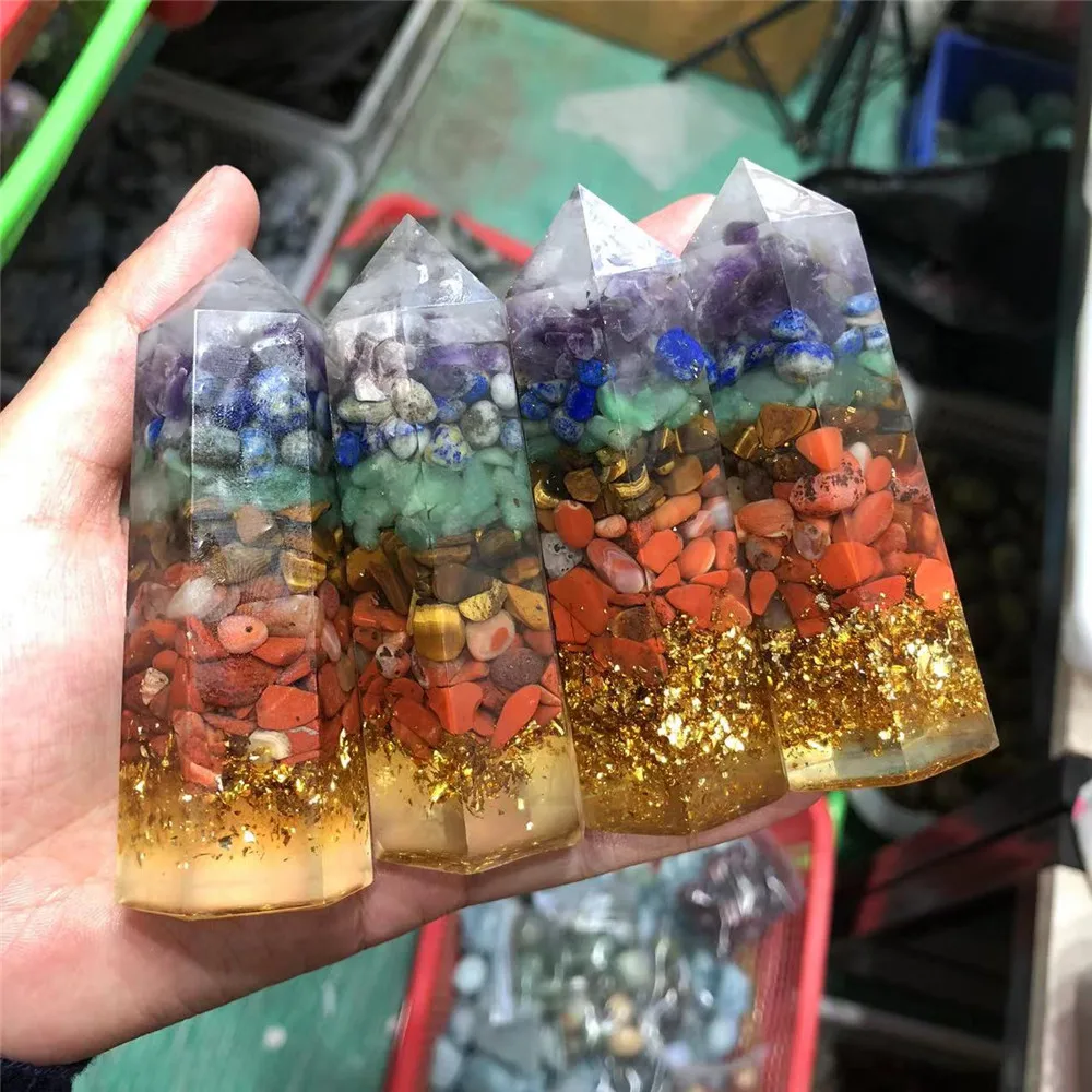 Чипсы ручной работы из натурального драгоценного камня оргонитовая чакра башня