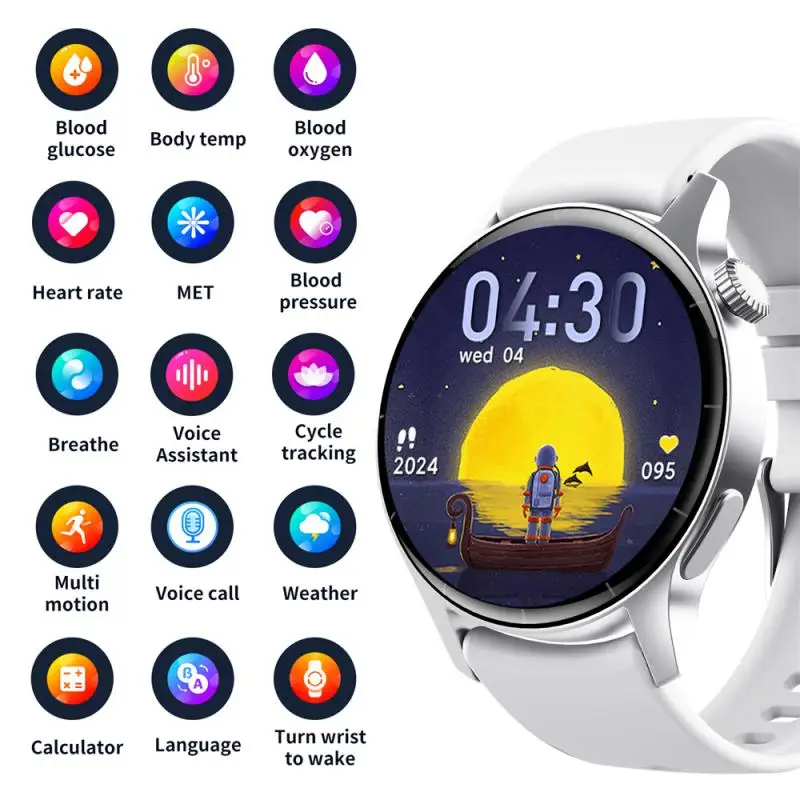 

Умные наручные часы с 24-часовым циферблатом для отслеживания здоровья, полноцветный дисплей, профессиональные смарт-часы с сенсорным управ...