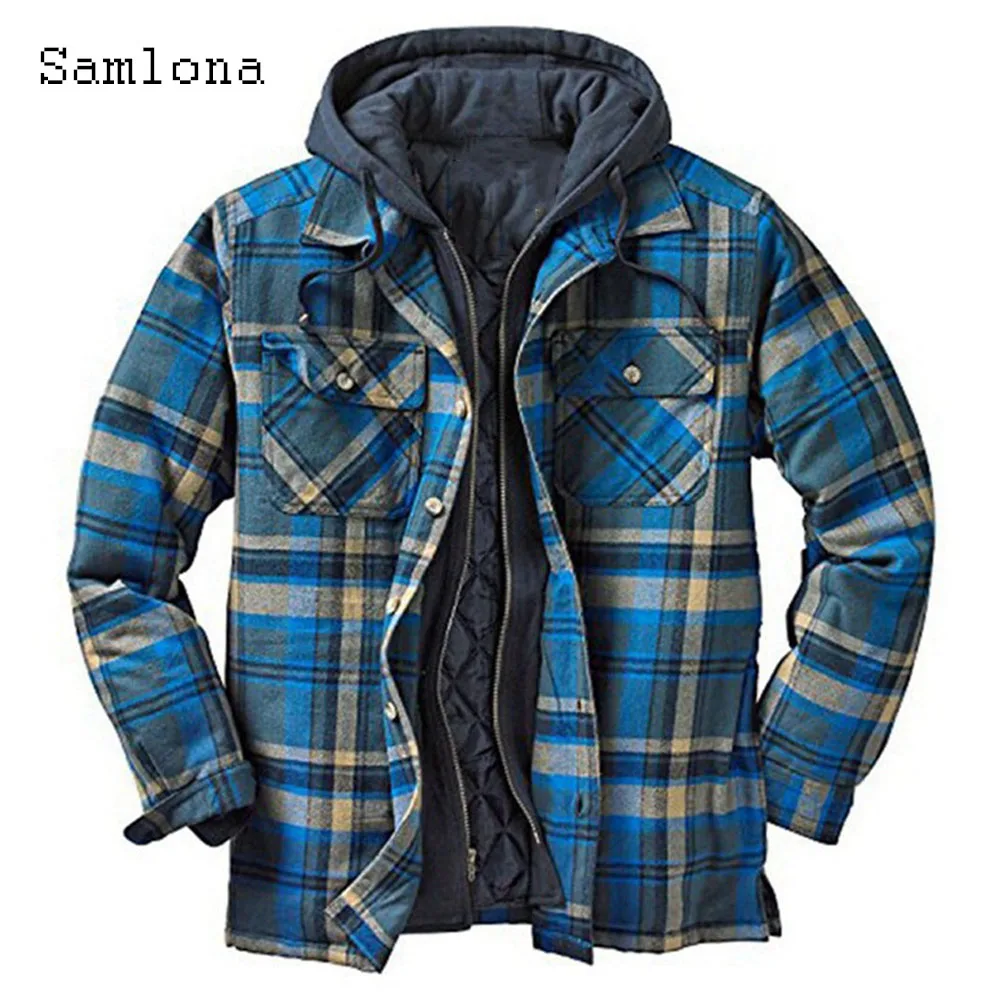 

Plus Size 4xl Mens Vinatge Plaid Jackets Spring Hoodies retro Cotton Jacket Stand Pocket Coats Winter Fashion Men Clothing 2023