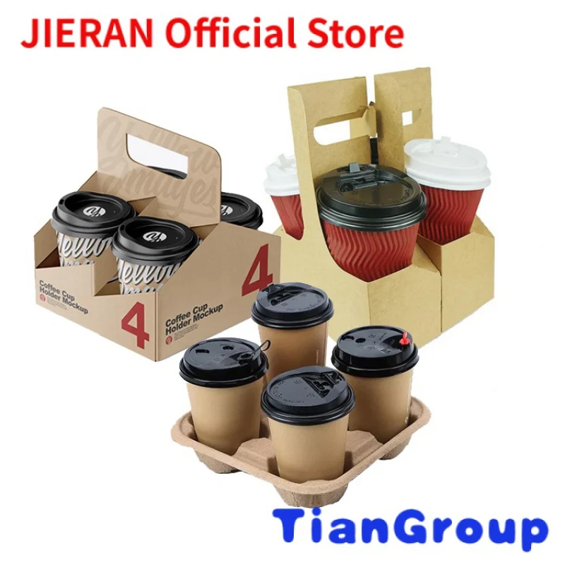

Coffee Packaging Disposable Takeaway Takeout Corrugated Paper Cup Holder For Coffee Tea Cola Drinking Carrier