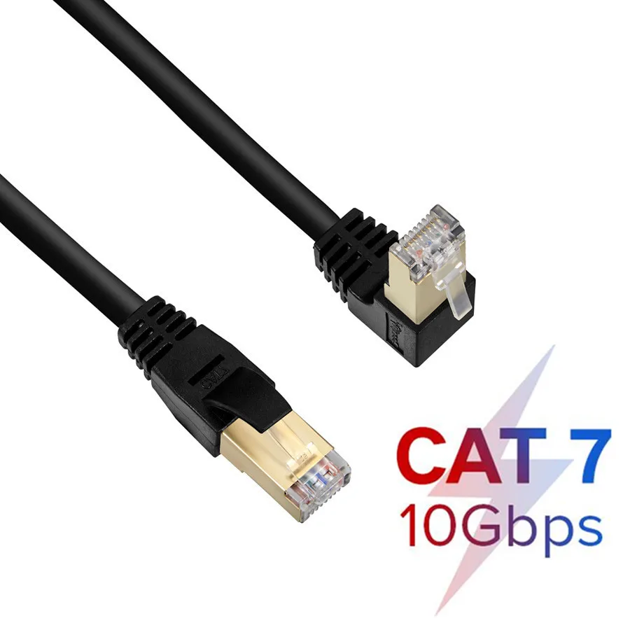 

X5854k CAT7 Ethernet-патч-кабель Haakse вниз RJ45 высокоскоростной сетевой Cor 0,3 M Cat 7 Ethernet-патч-кабель 90 ден