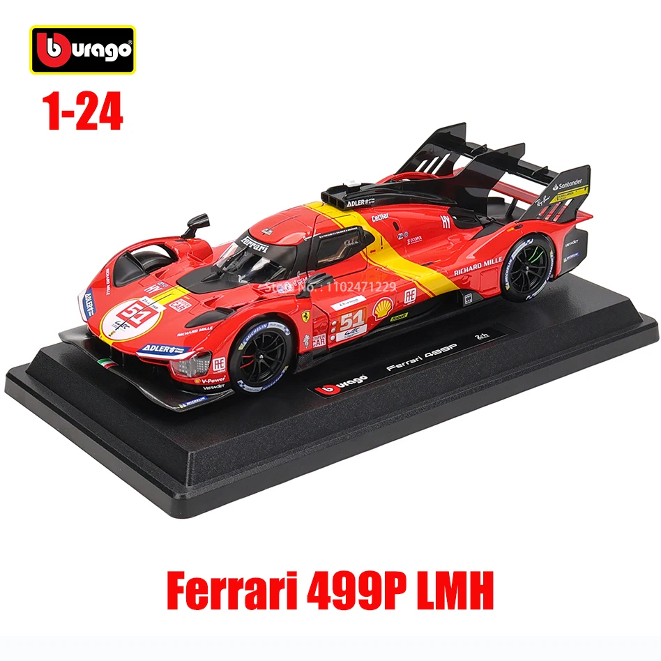 Bburago Ferrari 499P LMH Литая Под Давлением Модель Автомобиля Масштаб 1:24 488 250GTO FXXK 458