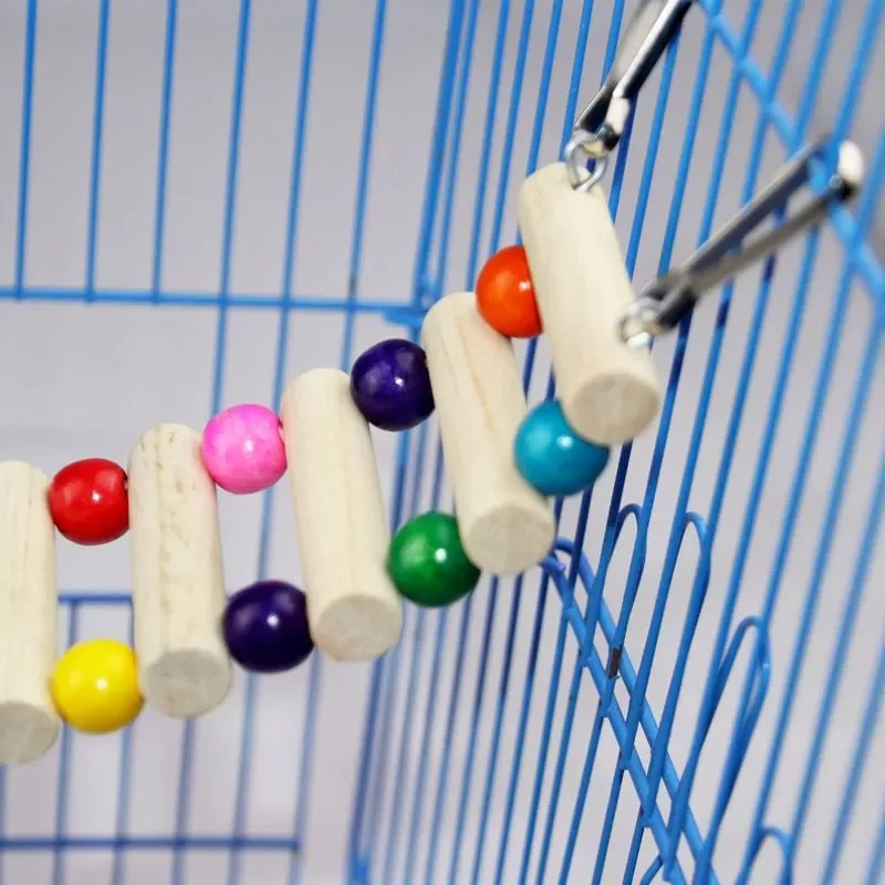 

NEW Parrots Ladders Climbing Toy Bird Toys Birds Exercise Climbing Hanging Ladder Bridge Colorful Balls with Natural Wood